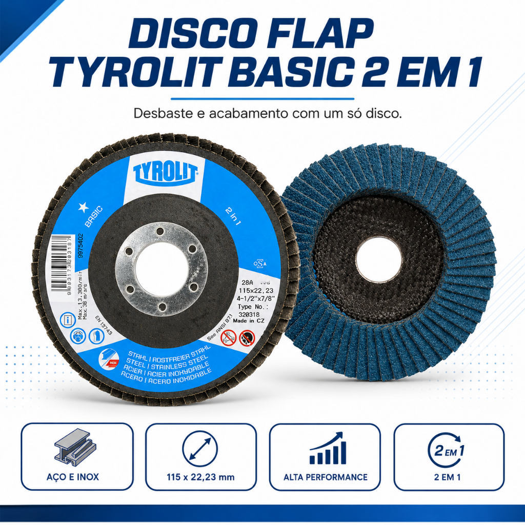Disco Flap 4.1/2" Grão 80 G80 - Tyrolit Basic
