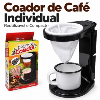 Coador de Café Individual Reutilizável com Suporte para Xícara Caneca Filtro Lavável Prático Compacto para Cozinha Casa