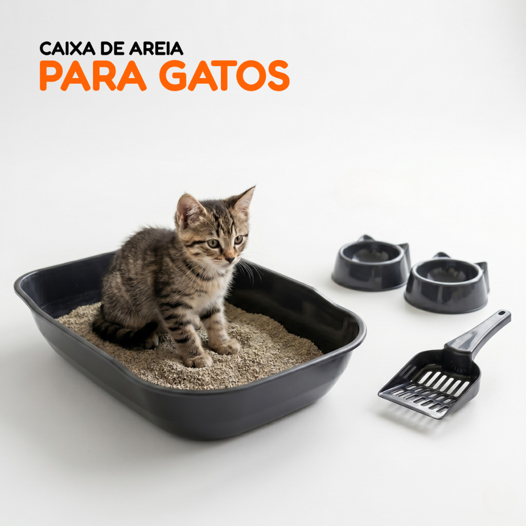 Caixa Areia GRANDE Alta Funda Gatos Adulto Comedouro Pazinha Pet Banheiro Sanitario Bandeja Furbox