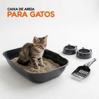 Caixa Areia GRANDE Alta Funda Gatos Adulto Comedouro Pazinha Pet Banheiro Sanitario Bandeja Furbox