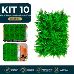 10 Placas de Samambaia/Eucalipto 60x40cm Muro Ingles Premium