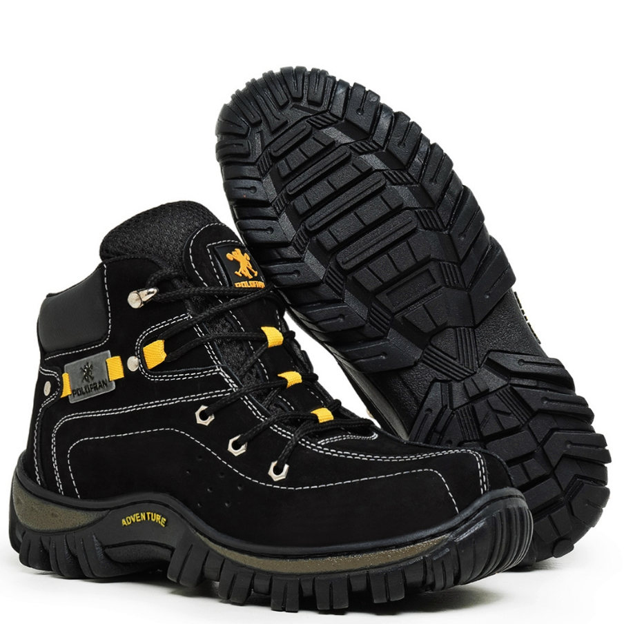 Bota Botina Masculina Adventure Polo Fran Marrom Coturno Couro Com Palmilha Confortável