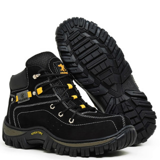 Bota Botina Masculina Adventure Polo Fran Marrom Coturno Couro Com Palmilha Confortável