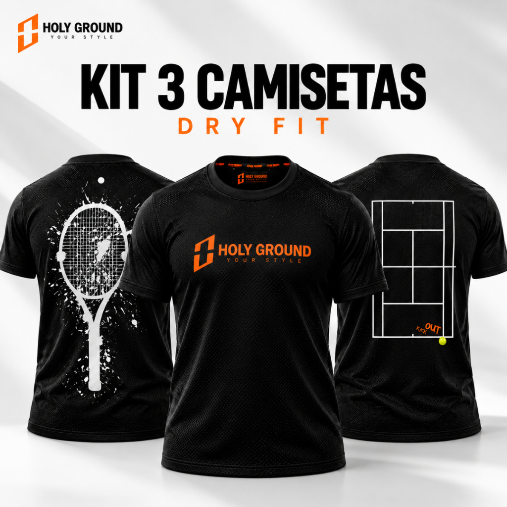 Kit 3 Camisetas Dry Fit Masculina Esportiva Academia Corrida Tênis Treino Fitness Respirável Secagem Rápida Estampada