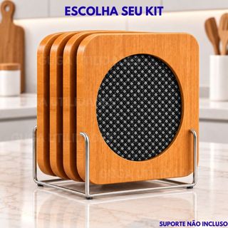 Kit Descansos de Panela em Bambu Resistente, Suporte Para Panelas Quentes, Utensílios de Cozinha, Protetor de Mesa
