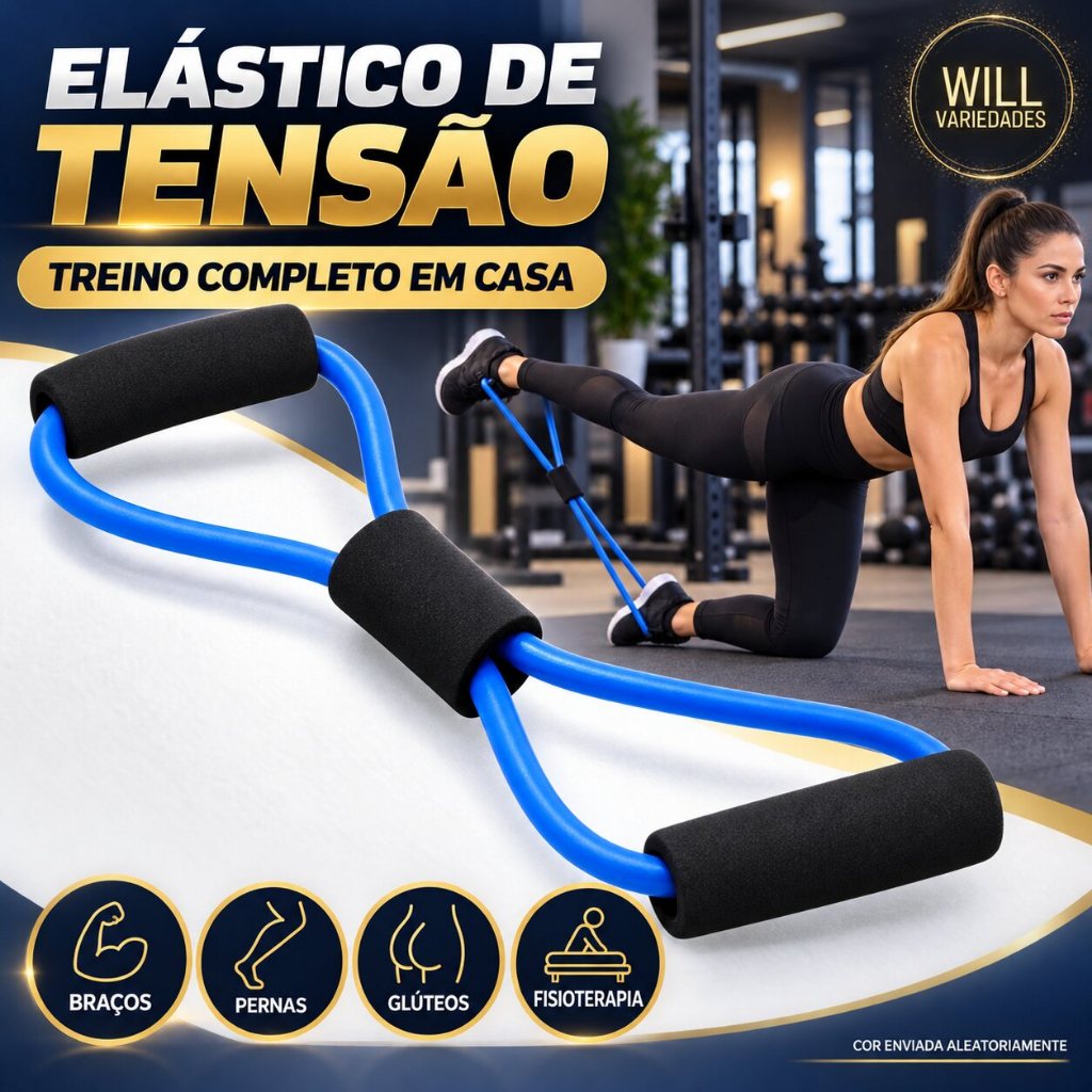 Elástico de Resistência Extensor Academia Treino Funcional Fisioterapia Braços Pernas Glúteos