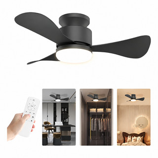 Ventilador de Teto LED 71cm 6 Velocidades 3 cores de luz com Controle Remoto