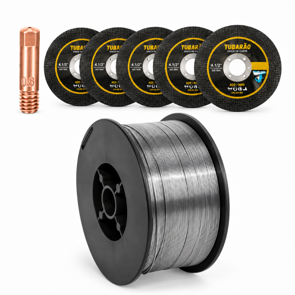 Arame Mig Sem Gas + Kit Discos 4.1/2'' Tubarão Soldaforte