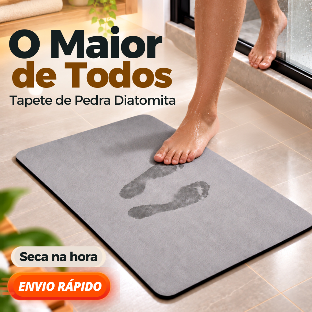 Tapete Banheiro Pedra Diatomita Absorvente Multiuso Box Banheiro
