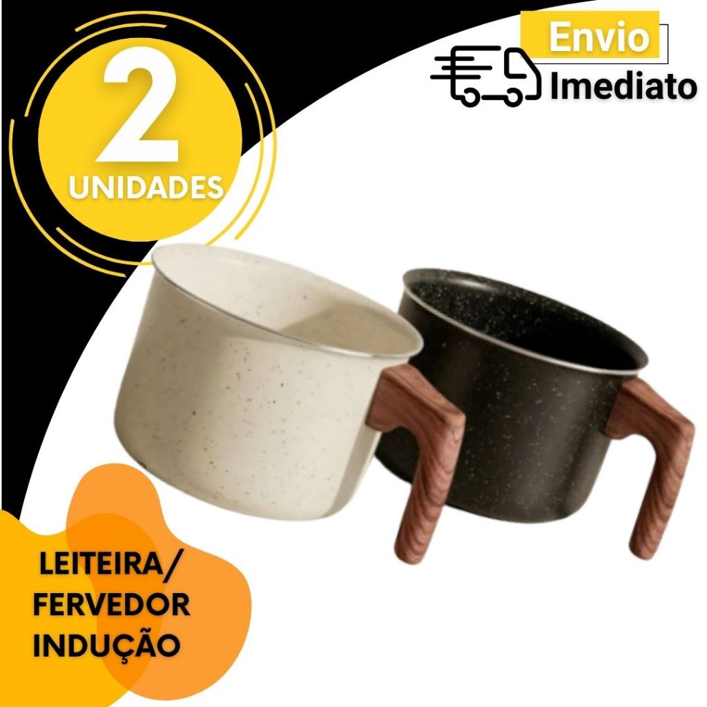 Leiteira 2 ou 1 unid. Indução 1,6L Cerâmica Antiaderente 14cm Fervedor Premium Não Gruda Garboitérmico Utensílio