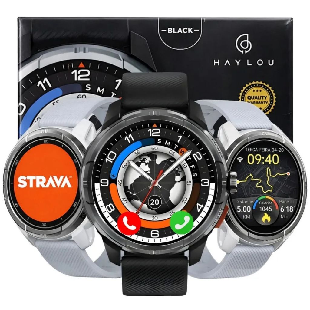 Relógio Smart Watch Haylou Solar Ultra Original Tela Amoled GPS Conecta Com Strava Android iOS Bluetooth Resistente 5ATM