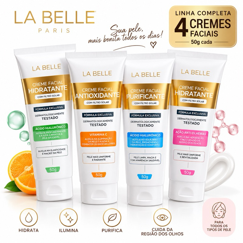 4 unidades Kit Linha Completa La Belle Paris – 4 Cremes Faciais 50g