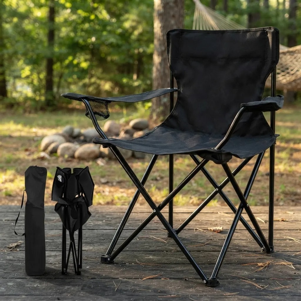 Cadeira Portátil Dobrável Bolsa Pesca Camping Apoio Porta Copos Garrafa Compacto Leve Reforçada