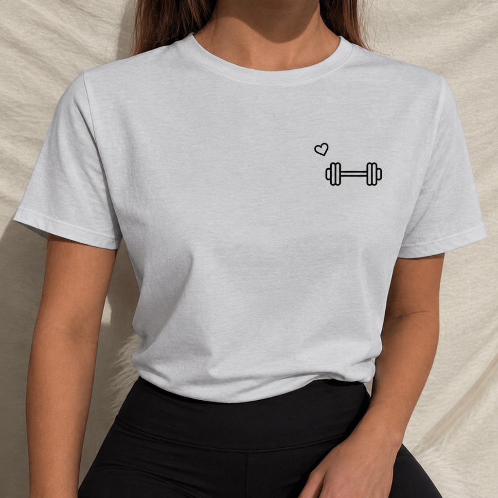 Camiseta Feminina Academia Fitness Halter Coração Estampada Casual Confortável para Treino