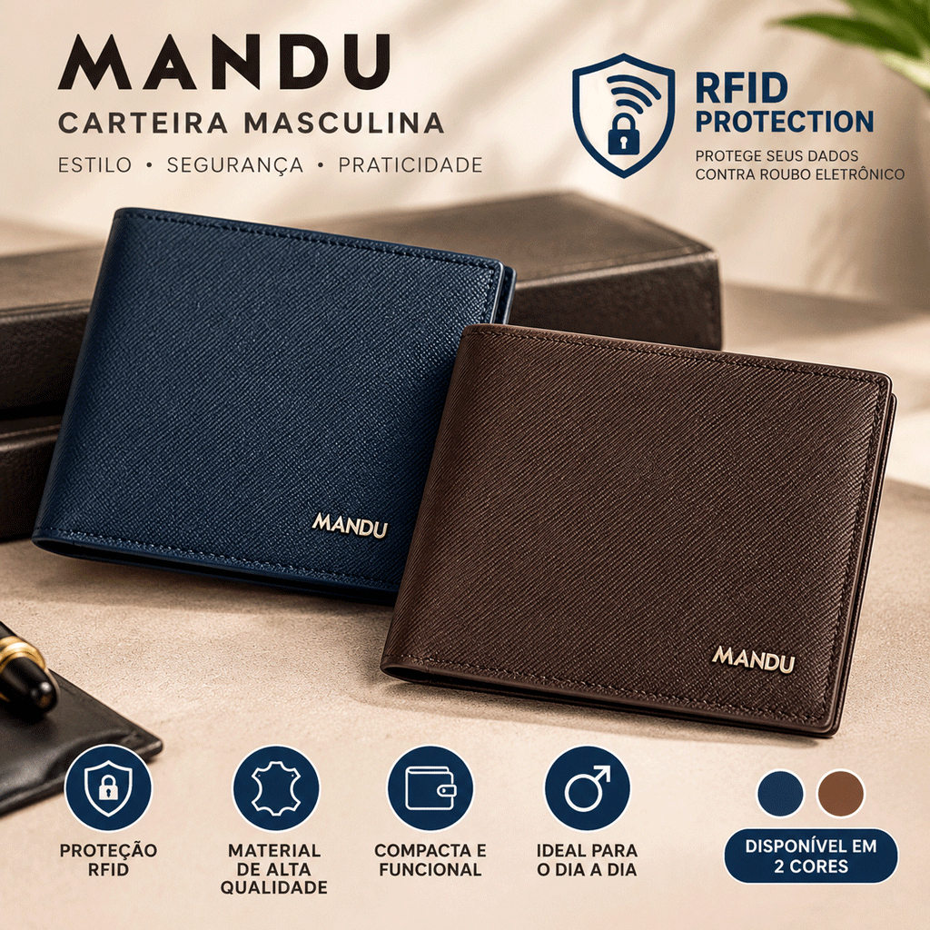 Carteira Masculina Proteção RFID Antifurto Multislots Grande Capacidade Porta Cartões e Cédulas