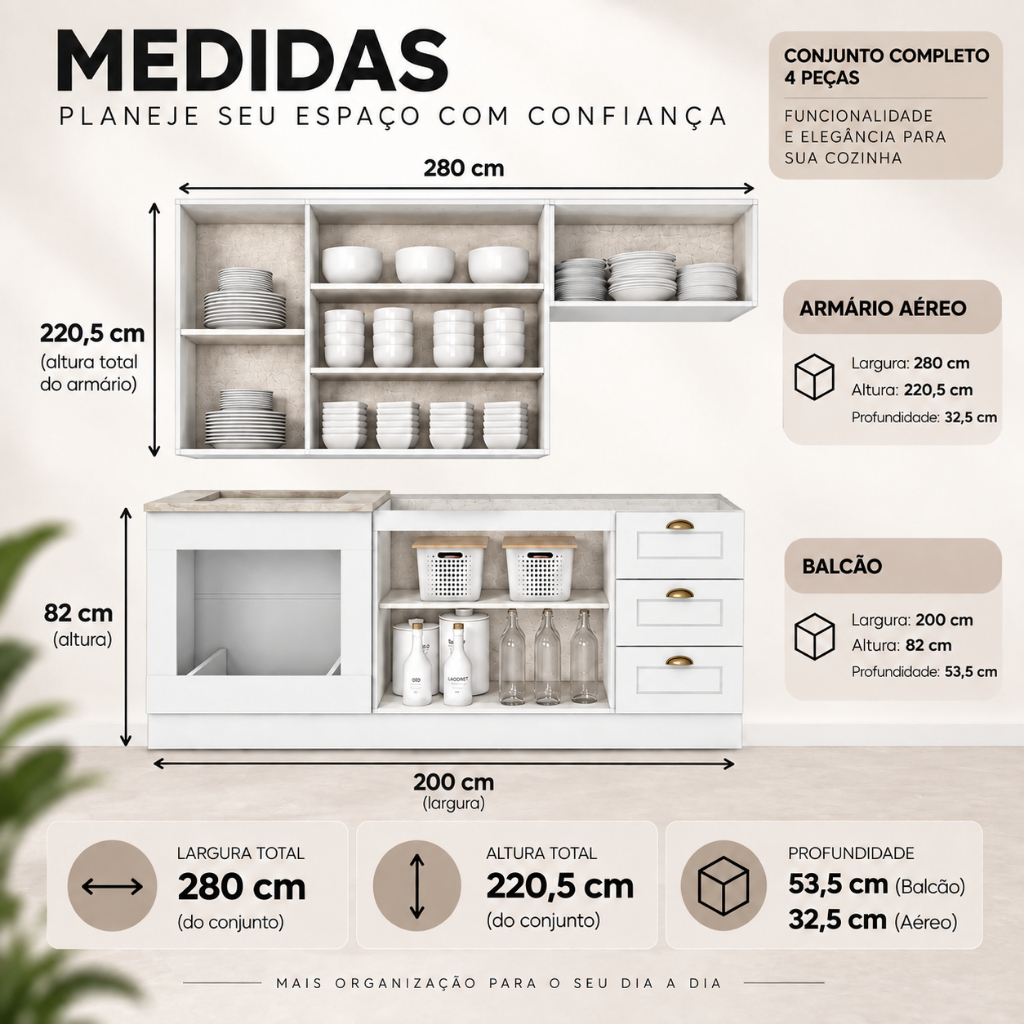 Cozinha Amy 4 Peças MDF Módulo Forno De Embutir 280 Casa 812 · foto 2