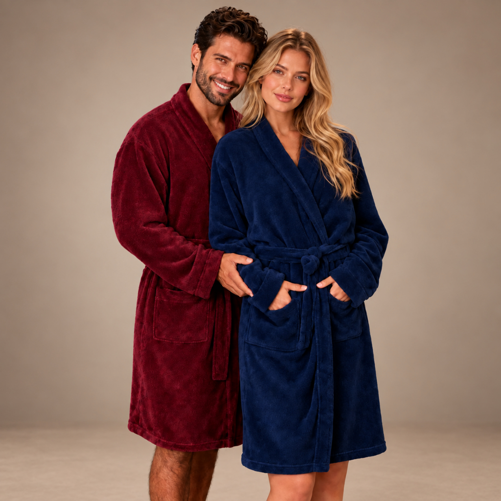 Roupão Plush Benévola Feminino Masculino Microfibra Peluciado Fleece Quentinho Inverno Confortável