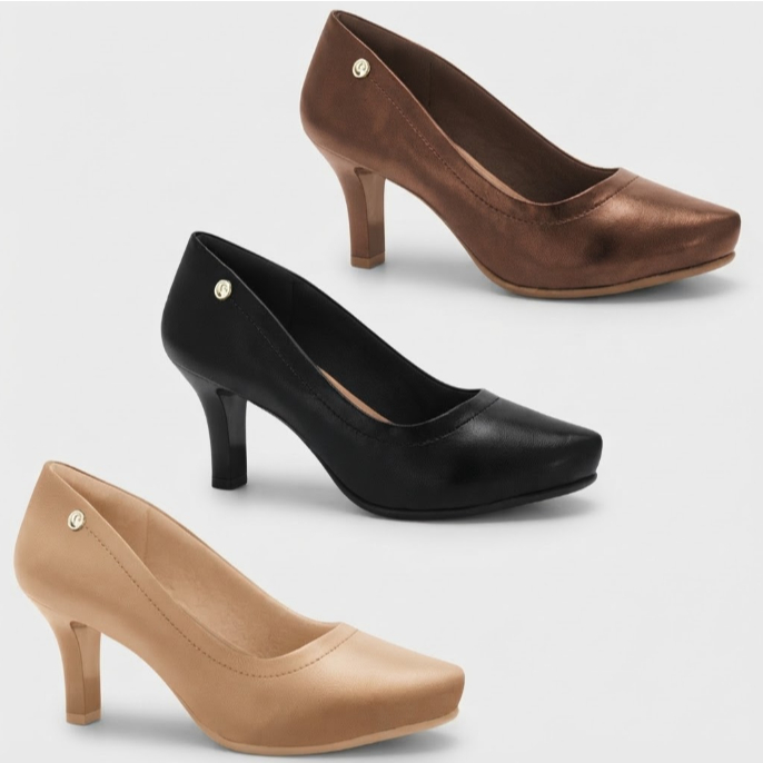 Sapato Scarpin Feminino Comfortflex Salto Médio Meia-Pata Original