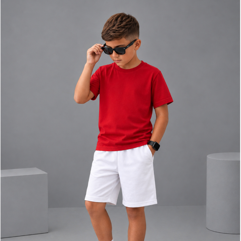 CONJUNTO INFANTIL ROUPA MASCULINO MENINO BLUSA+BERMUDA DO 2 AOS 14 ANOS-TECIDO LEVE E CONFORTAVEL