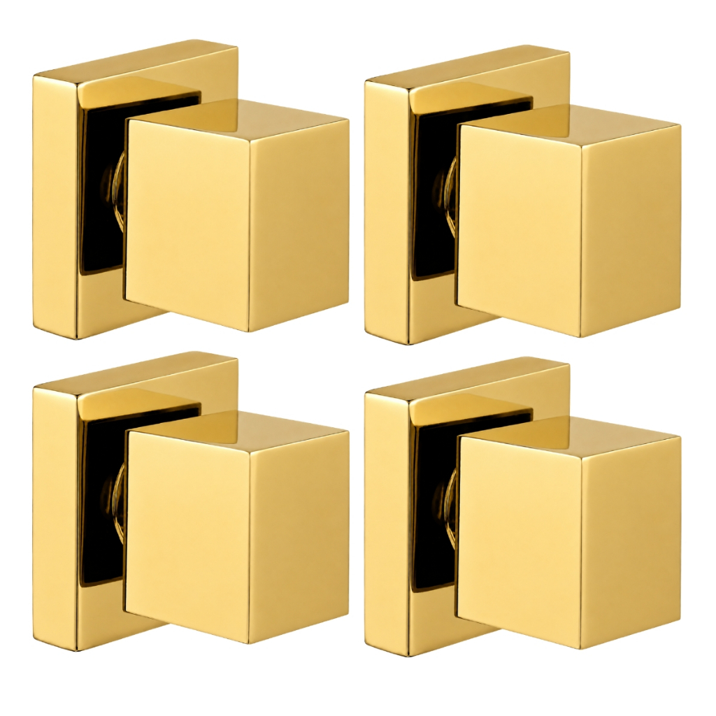 Acabamento Registro Base Deca Padrão 16 Estrias Gaveta Pressão Chuveiro Metal Dourado Gold Brilhante