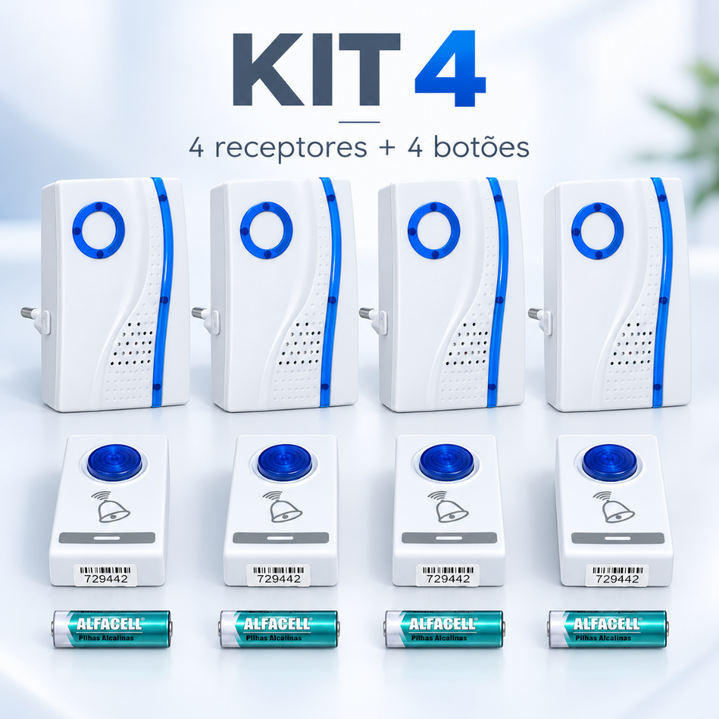 Campainha Sem Fio Residencial Com Tomada 100 Metros De Alcance Bivolt