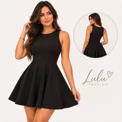 Vestido Rodado Suplex Feminina Moda Blogueira Casual Leve Vestuário Roupas Curto Soltinho Cintura Marcada