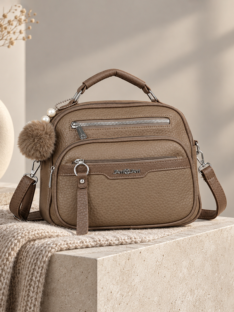JAMI JAMI Bolsa Feminina de Mão e Transversal com Alça Ajustável, Bolsos Frontais e Compartimentos Organizadores B752 