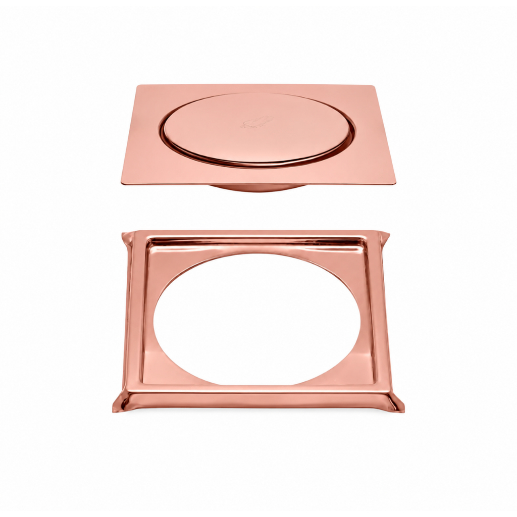 Ralo para Piso Click Rose + Porta Grelha 15X15 cm
