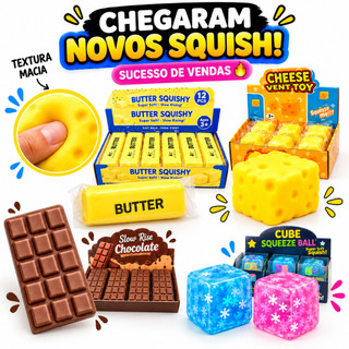 Squishie Tab Macios Brinquedo Apertar Fidget Squishy Lembrancinha Antistress Sensorial Chocolate Manteiga Pãozinho Cubo