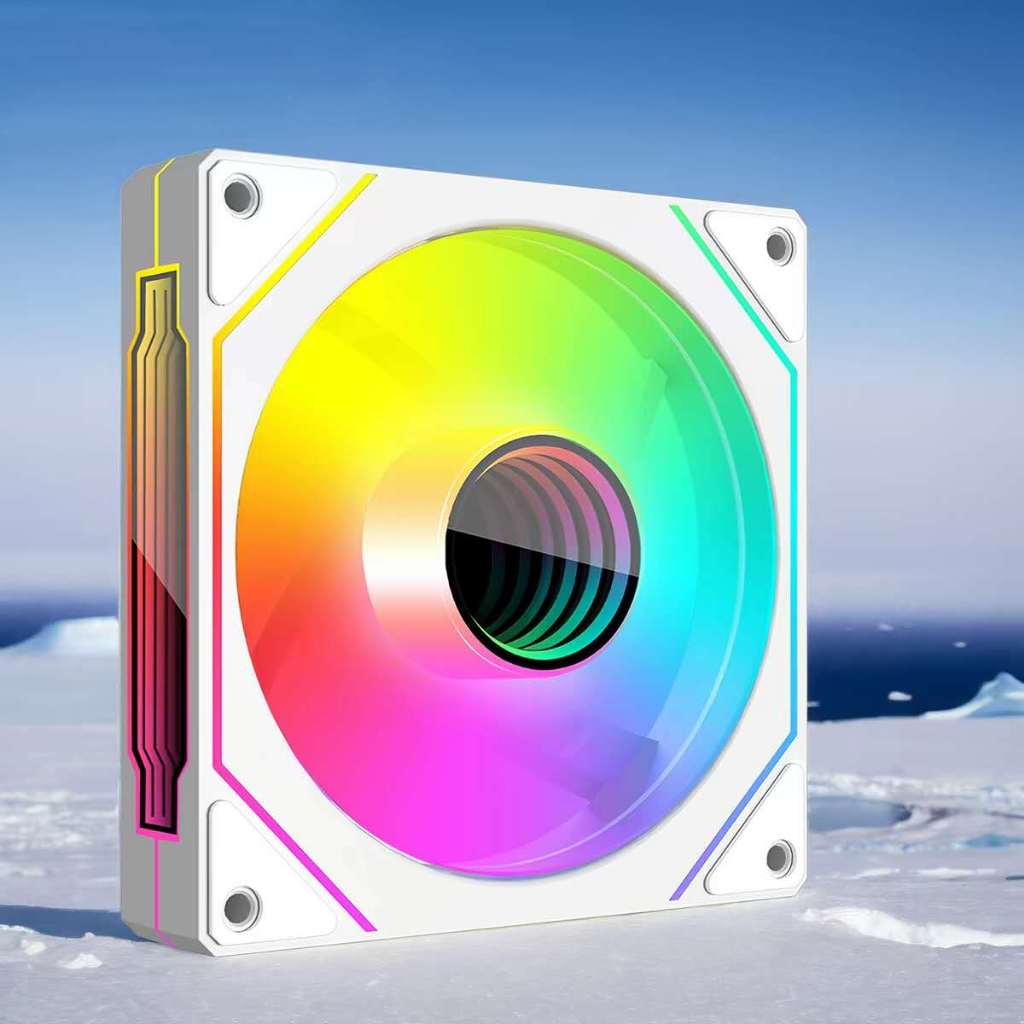 Ventoinha 120mm ARGB Branca para PC Gamer – Fan Cooler de Gabinete com Fluxo de Ar Reverso