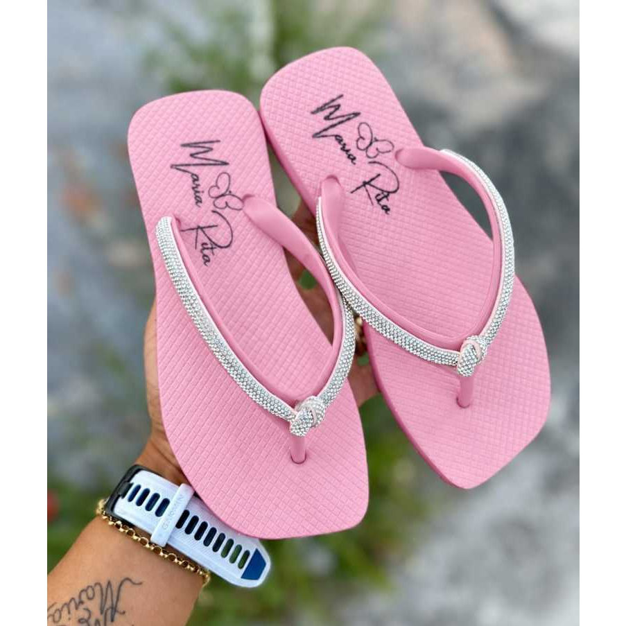 Chinelo Rasteirinha Feminino Strass Prata Brilho  Bico Quadrado  Macio Elegante Varias Cores Dia a Dia