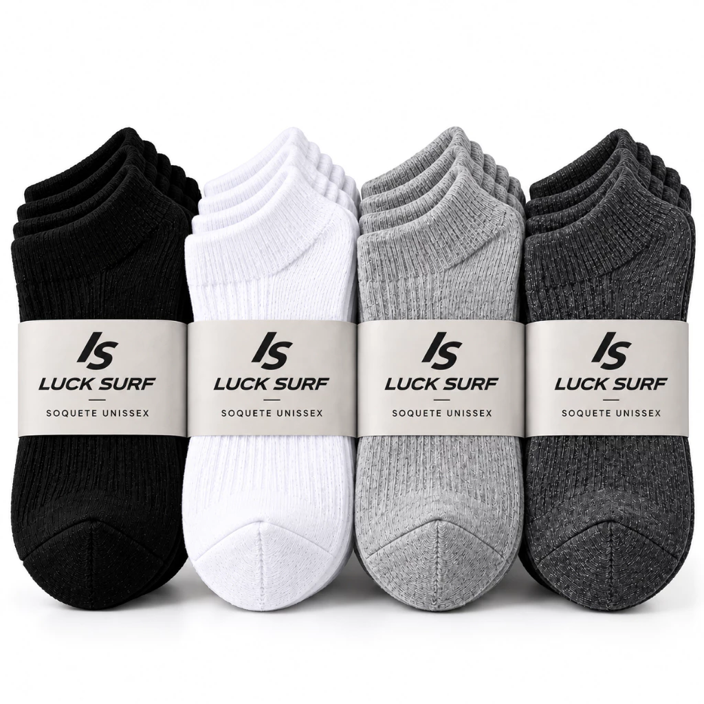 Meias Soquete Cano Curto Unissex Masculina Feminina LUCK SURF KIT 3 / 6 / 12 Pares — imagem 1