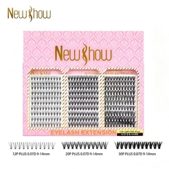 NewShow Extensão Cílios 330PCS Extensão DIY Volume Brasileiro 12P+20P+30P Curl D 9-14mm - Tufos Sem Nó