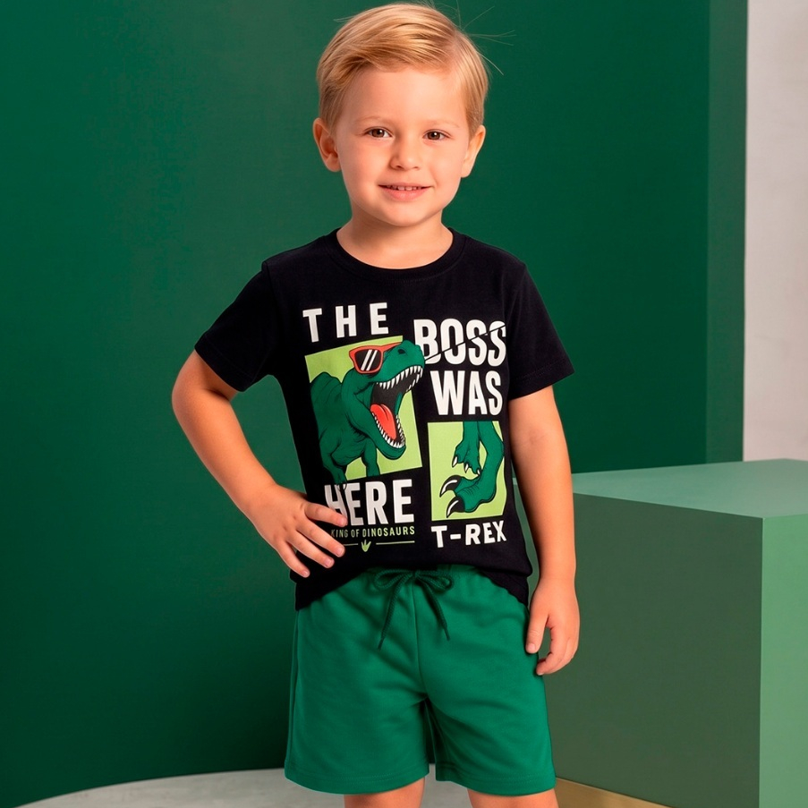 Conjunto Bebê Menino Curto Verão The Boss Dino