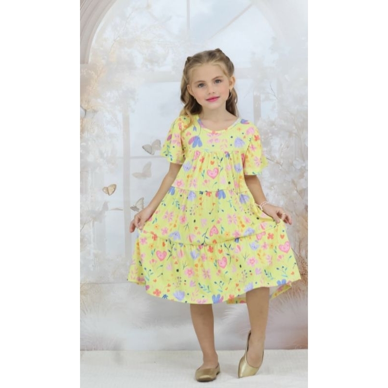 Vestido Infantil Menina em Malha Canelada Estampada | Vestido Infantil Primavera Verão | Moda Kids Confortável