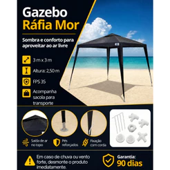 Tenda de Praia Mor Azul 2,4x3m Gazebo com Estrutura Desmontável Resistente em Aço