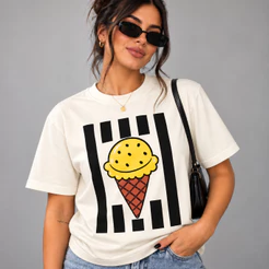Camiseta Feminina Sorvetinho Estampa Divertida Blusinha Algodão Premium Moda Blogueira