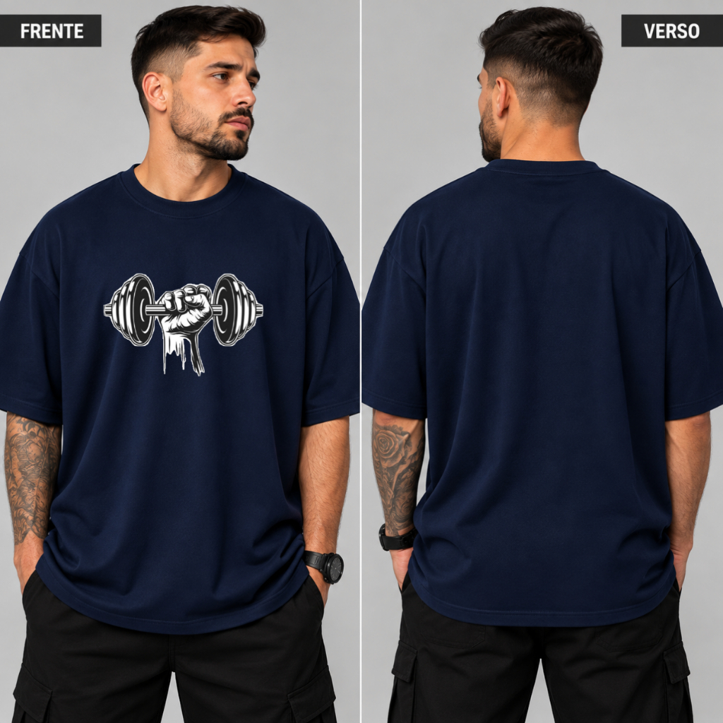 Camiseta Oversized Masculina Academia Fitness Musculação Estampa Halter Algodão Premium