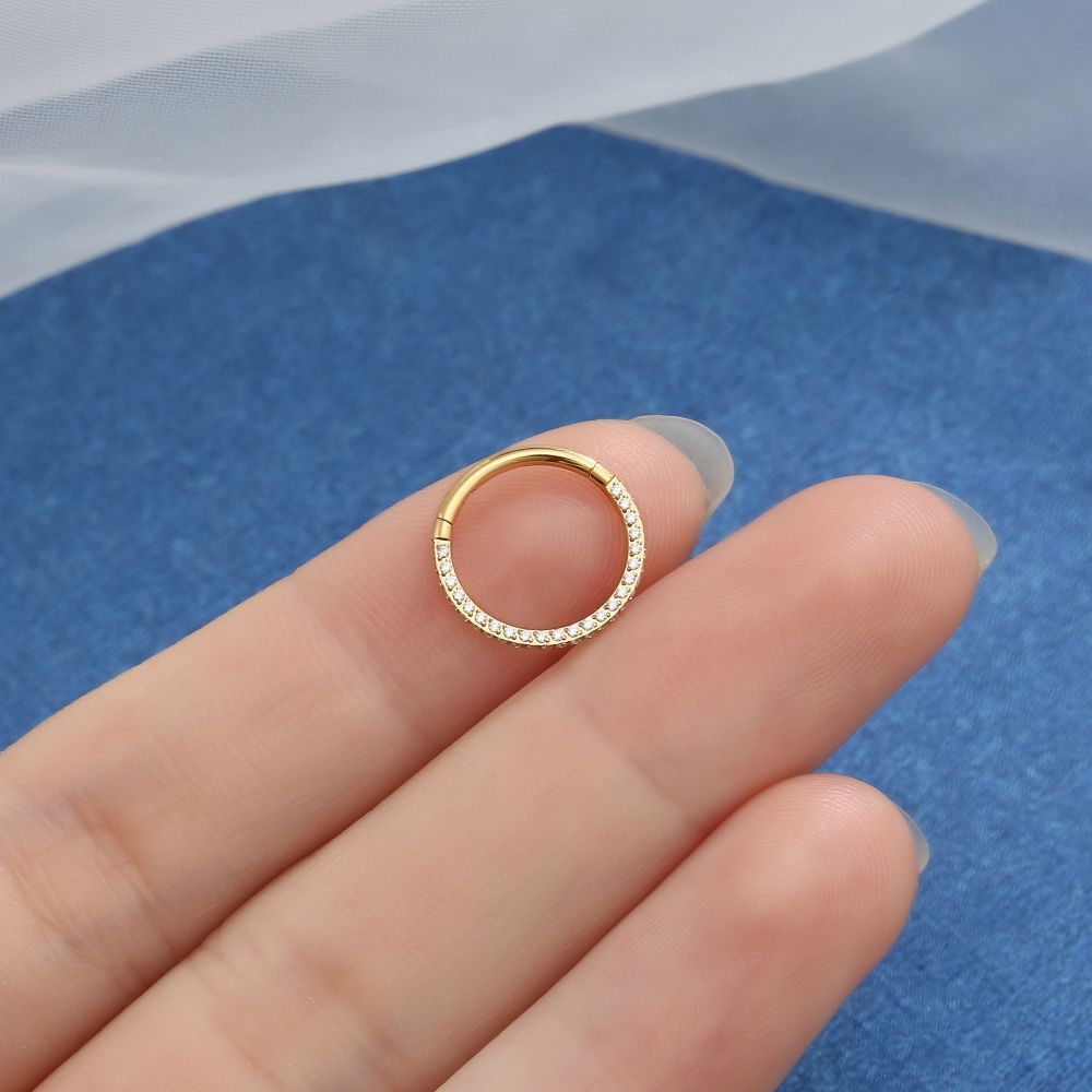 Piercing Argola TitâNio Pvd Segmento Articulado 1 Volta ZircôNia | Septo, Helix, Daith, Septril, Rook, Conch, Nariz — imagem 2 de 2