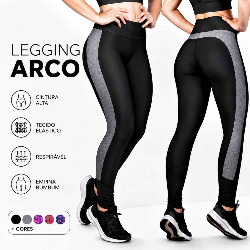 Calça Legging Feminina Cintura Alta Não Transparente Suplex Modeladora Alta Compressão Academia Fitness
