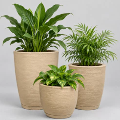 Kit 3 Vasos Polietileno Planta Coluna Bojo N1 + N2 + Bojo Escovado N1 Luxo Casa Decorativo Sala