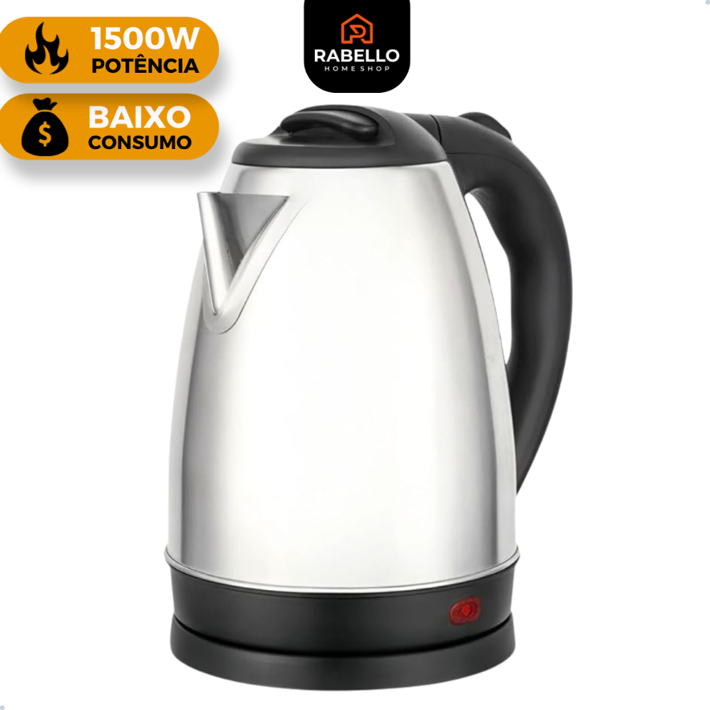 Chaleira Elétrica Inox 1,8 Litros Jarra Térmica Desligamento Automático Ferve Água Rápido Café Chá