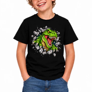 Camiseta Menino Dinossauro Infantil Estampada Confortável
