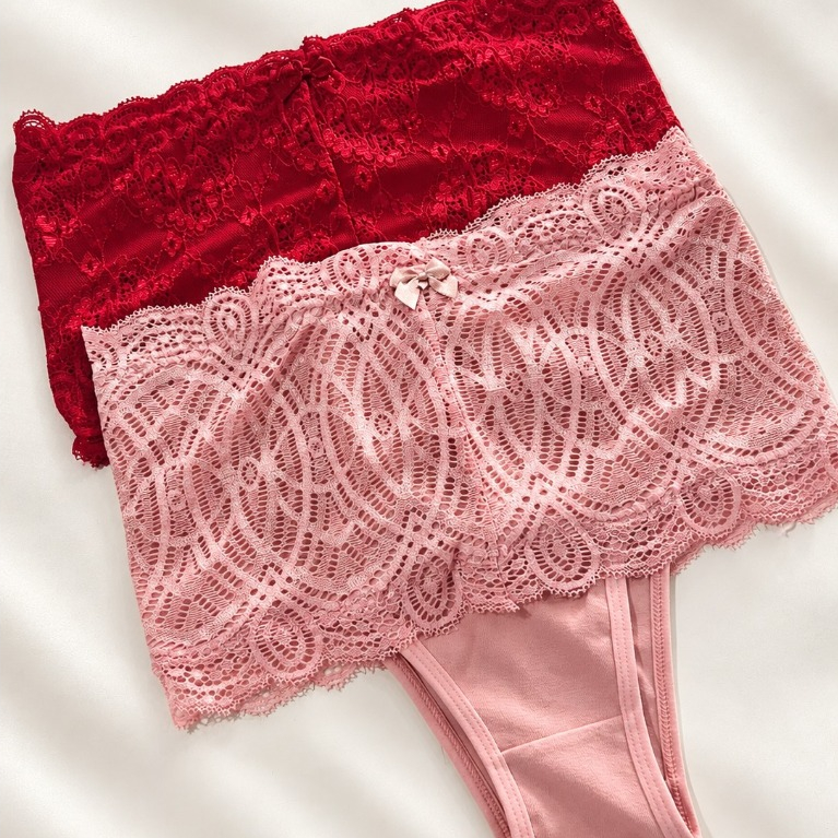 Kit 5 Cinta Rendada Calcinha Modeladora Cintura Alta Calcinha Algodão Confortável