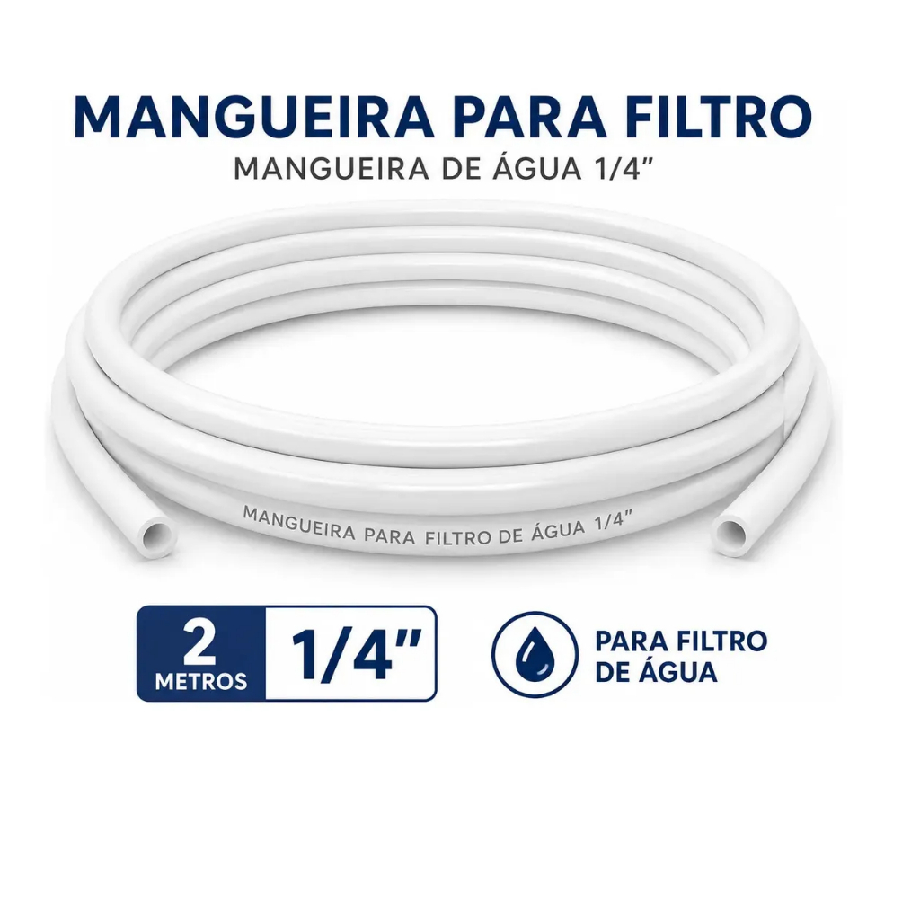 Mangueira Branca Atóxica Para Filtro Purificador De Água Atóxica 1/4 - 6,35mm - 2 metros