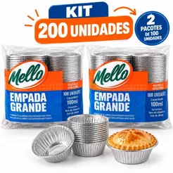 Kit 200un Formas Empada Grande 100ml Mello Descart Leve 200x