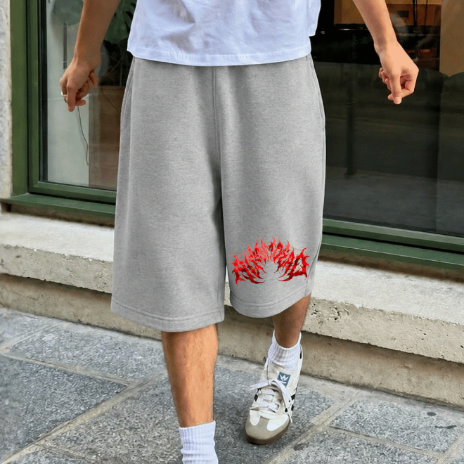 Bermuda Masculina Baggy Moletom Estampada Oversized Streetwear Casual Confortável Algodão Elástico Verão
