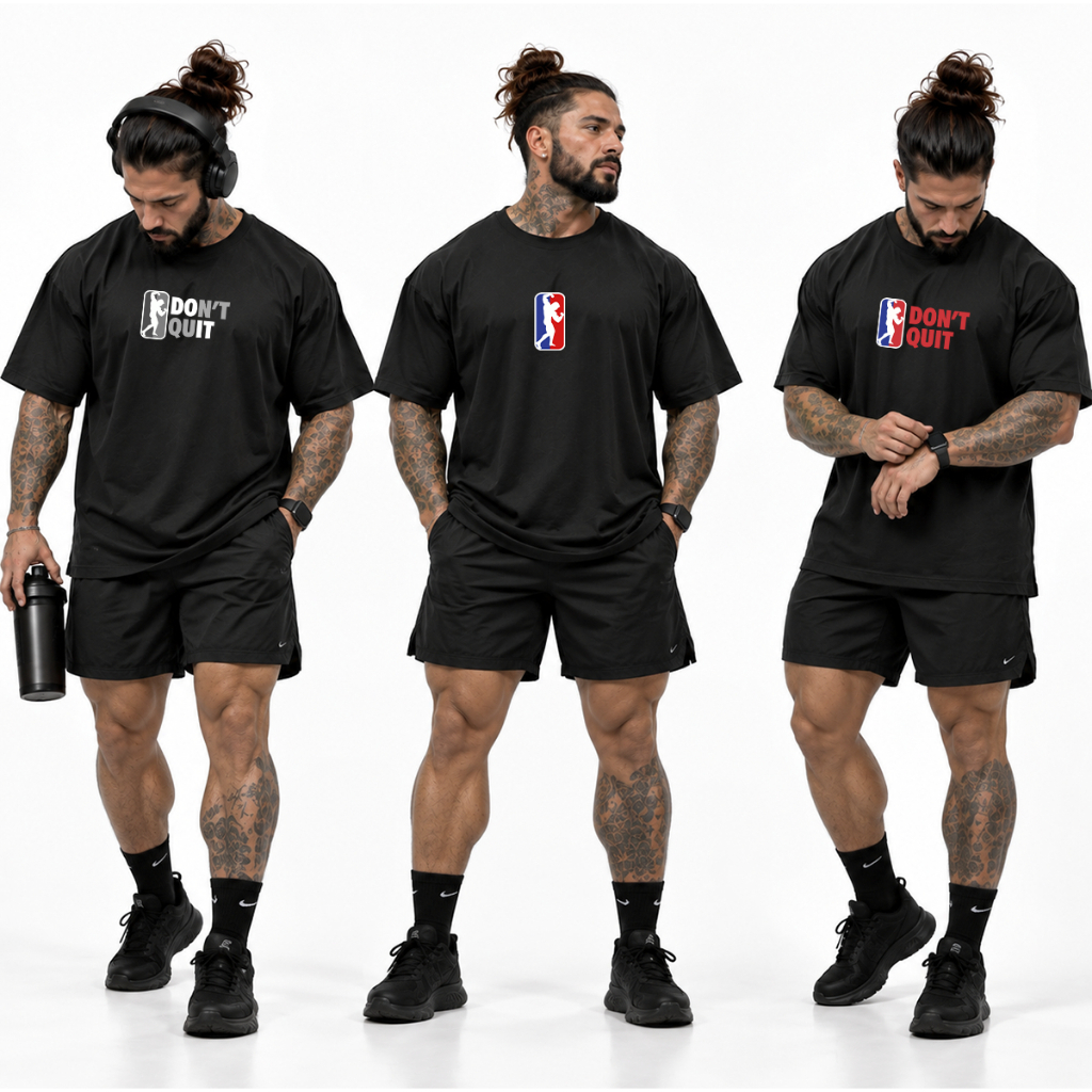 Kit com 3 Camisetas Camisas Oversized para Academia Poses Bodybuilder Treino Streetwear 100% Algodão