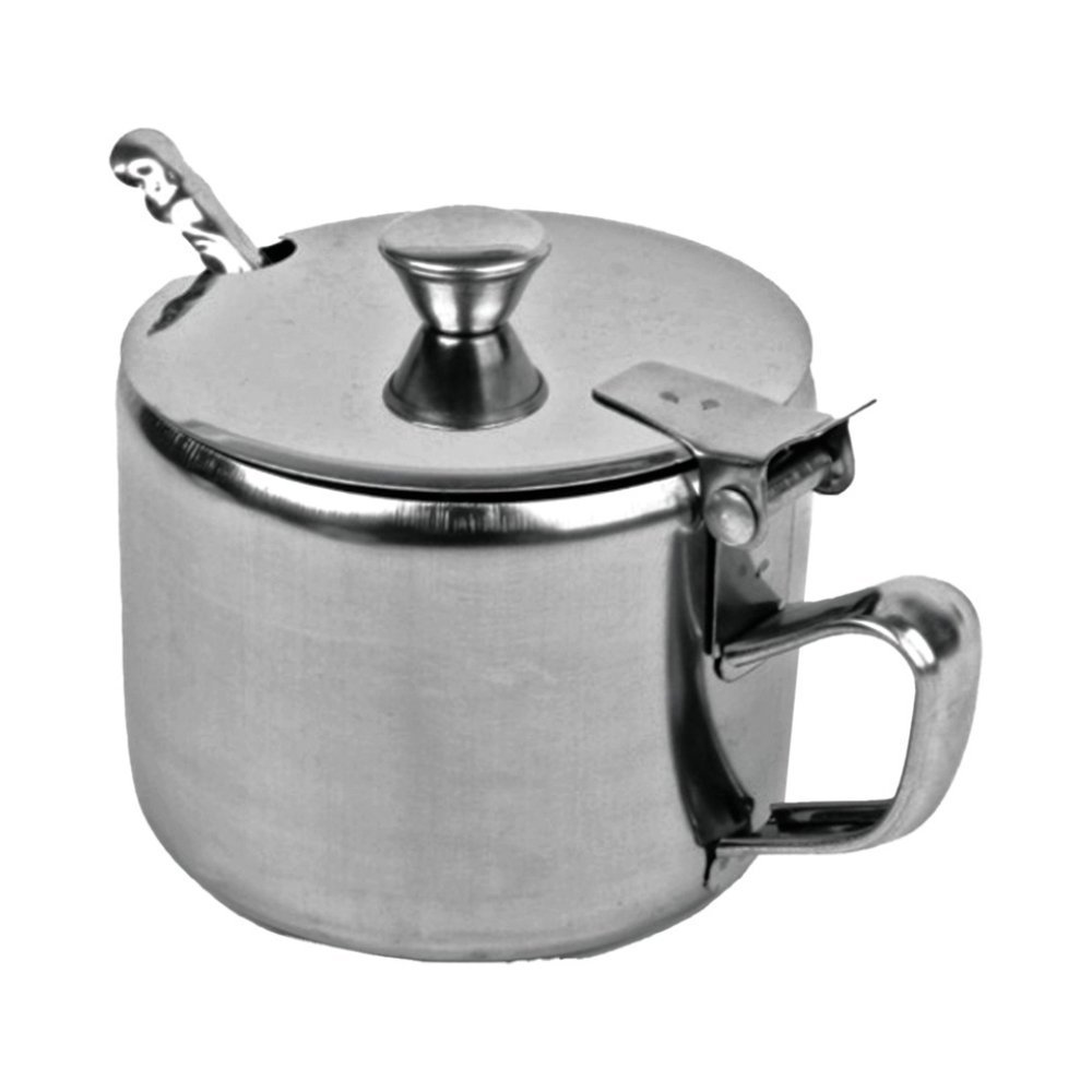 Açucareiro de aço inox com colher 220ml ou 420ml