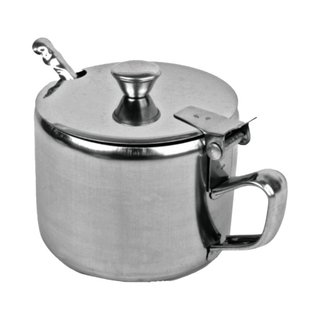 Açucareiro de aço inox com colher 220ml ou 420ml